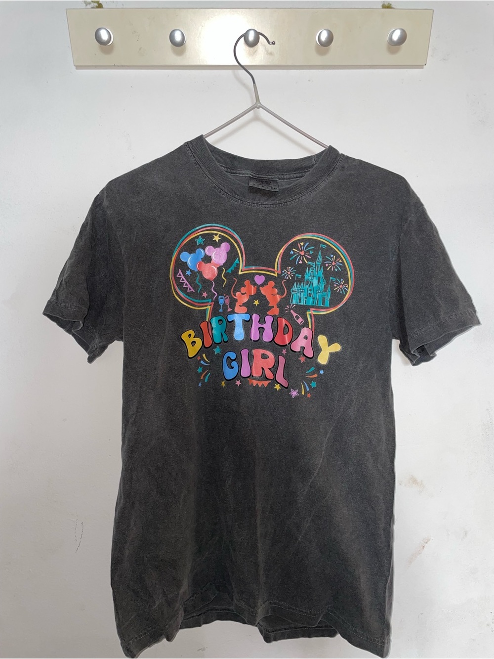 Birthday Girl Graphic Tee - Black with Neon Print